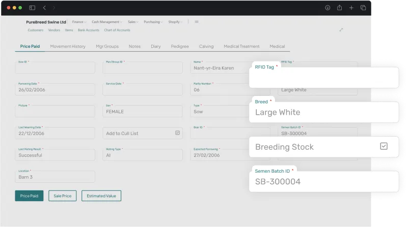 screen showcasing genetic & breeding activities