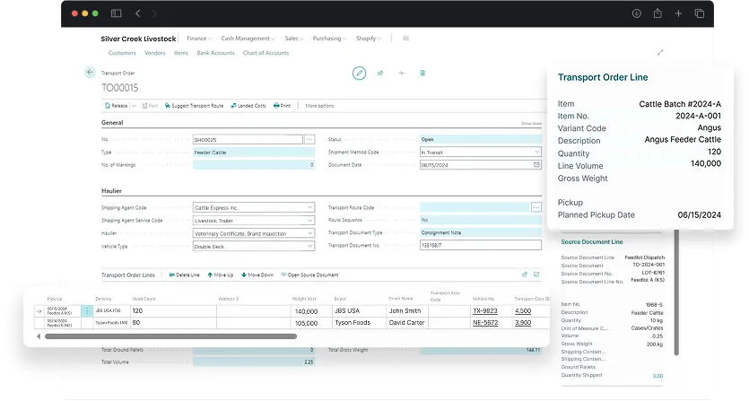 dashboard screen of transportation management
