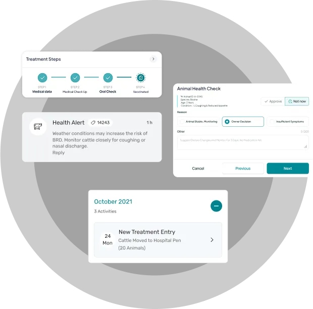 Dashboard screen of feedlot health management software