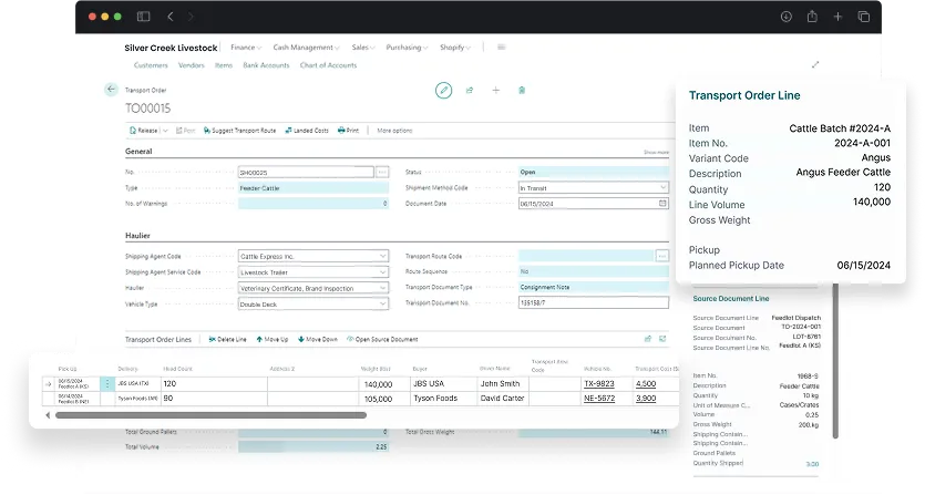 dashboard screen showcasing activities in transportation management