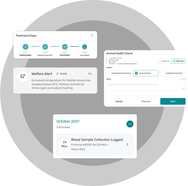 widget showcasing records of animal care software
