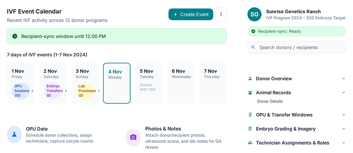 widget showcasingIVF cattle management software