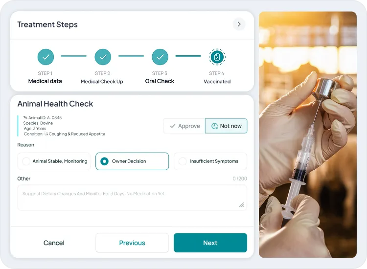 image showcasing activities in health & veterinary management